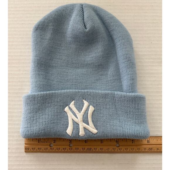 New York Yankees Light Blue MLB Embroidered Cuffed Knit Hat Beanie Cap - Picture 10 of 10